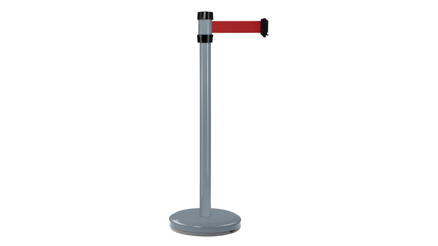 Viso Grey Steel Barrier Post, 2m, Red Tape