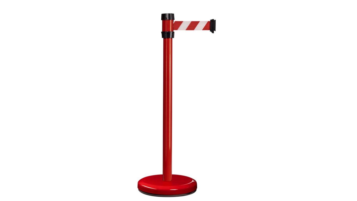 Viso Red Steel Barrier Post, 2m, Red, White Tape