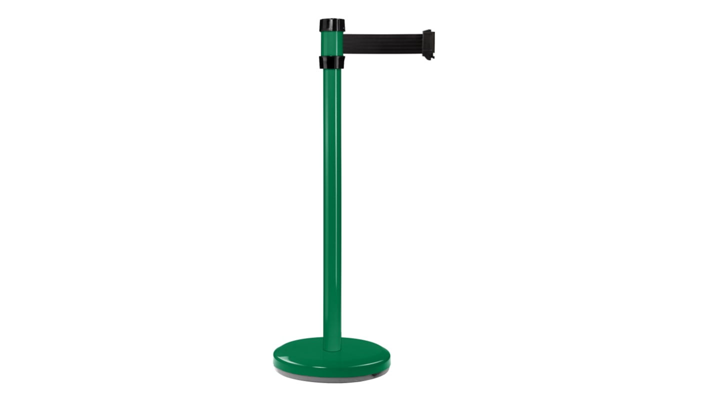 Viso Green Steel Barrier Post, 2m, Black Tape