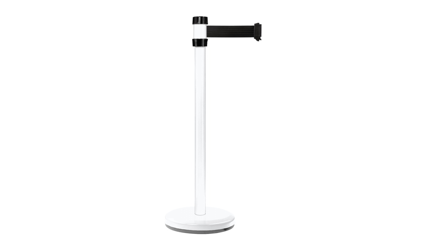 Viso White Steel Barrier Post, 2m, Black Tape