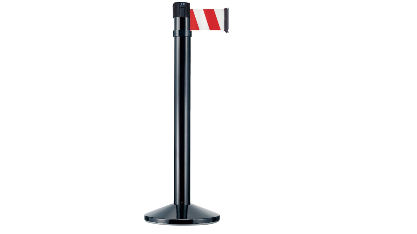Viso Black Aluminium Barrier Post, 4m, Red, White Tape