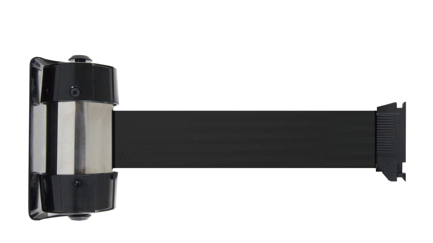 Viso Black Steel Retractable Barrier, 2m, Black Tape