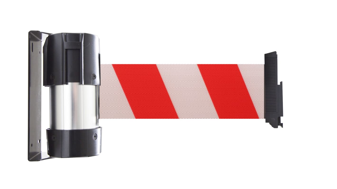 Viso Red & White Steel Retractable Barrier, 4m, Red, White Tape