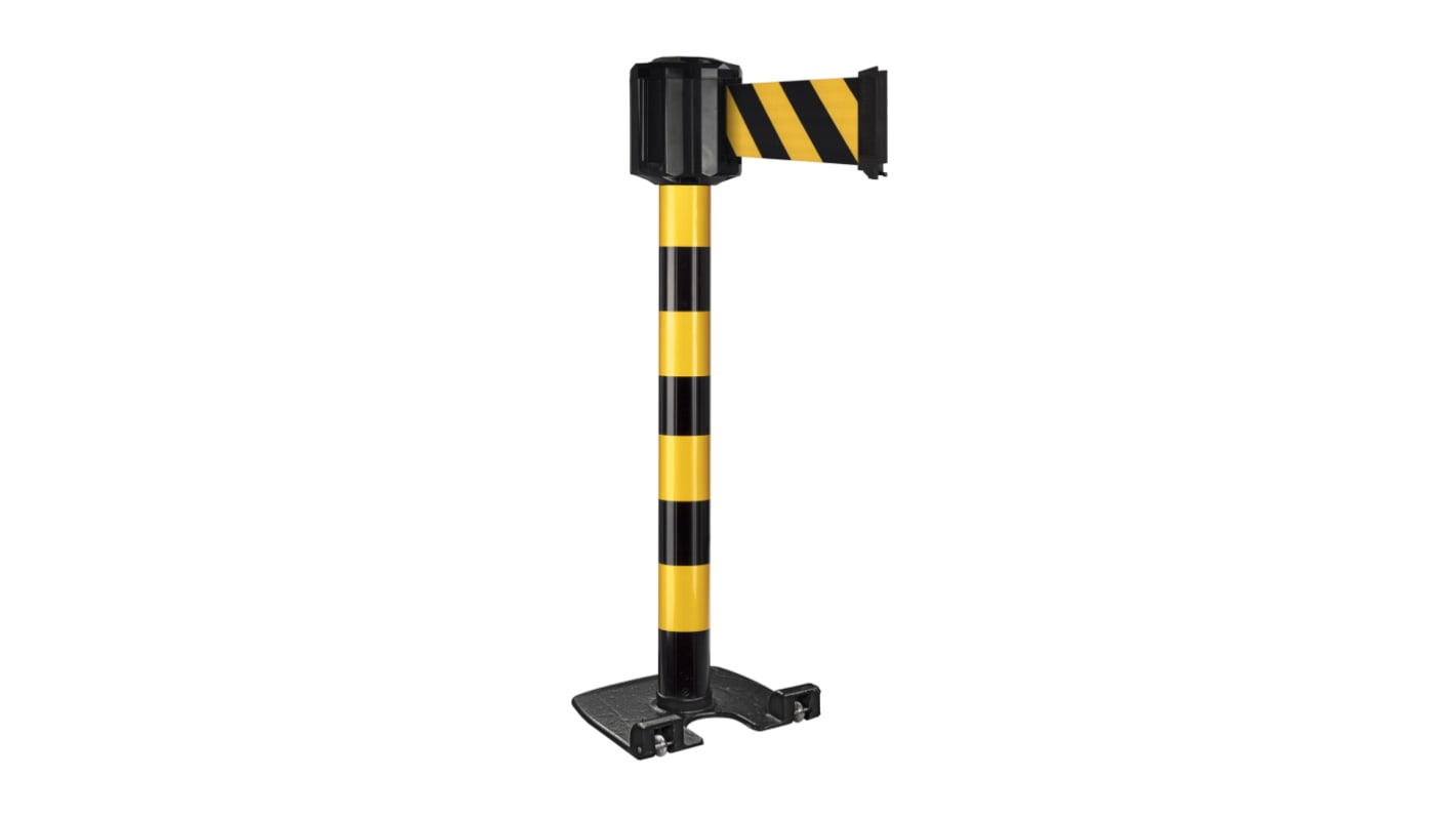 Viso Black & Yellow Aluminium Retractable Barrier, 10m, Black, Yellow Tape