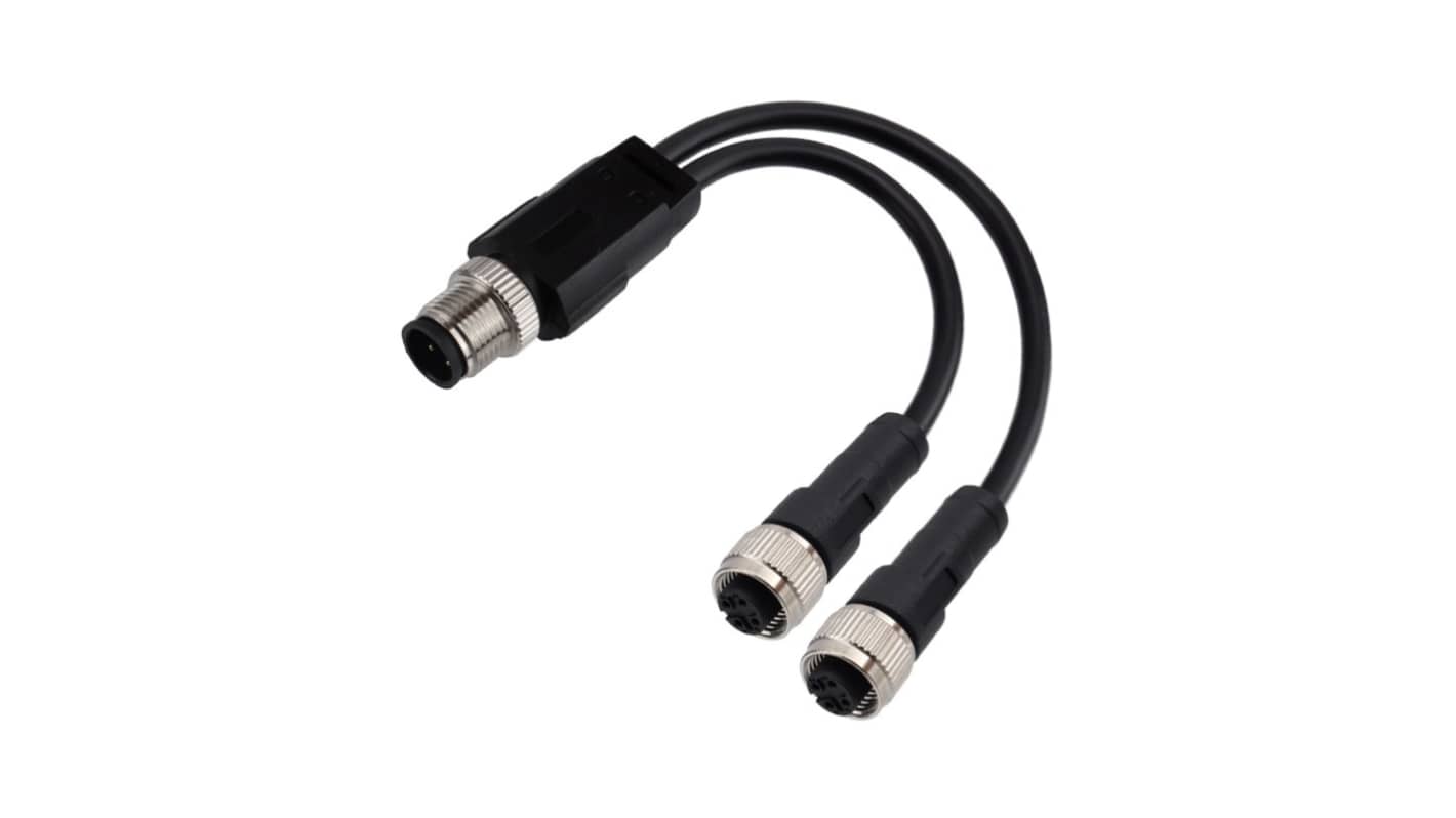 Kabel ze złączem Złącze M12 liczba rdzeni 4 długość 300mm Rodzaj A Męskie Złącze B Złącze M12