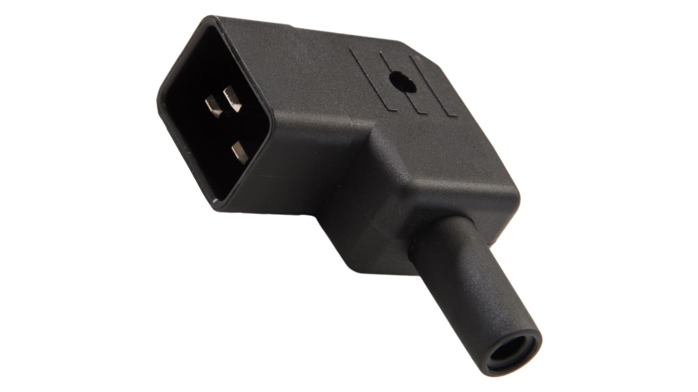 RS PRO C20 Left Angle Cable Mount IEC Connector Male, 16A, 250 V