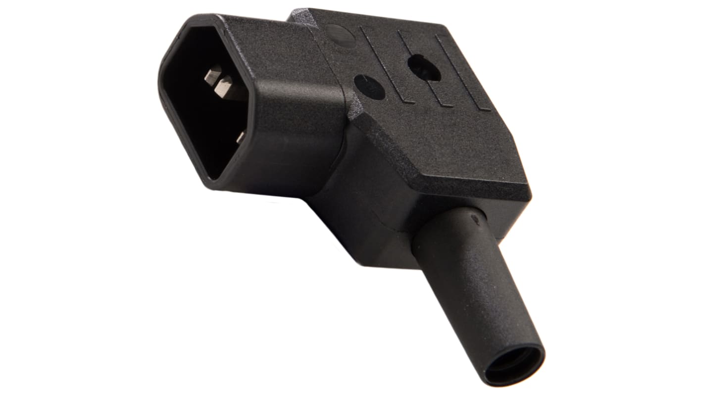 RS PRO C14 Left Angle Cable Mount IEC Connector Male, 10A, 250 V