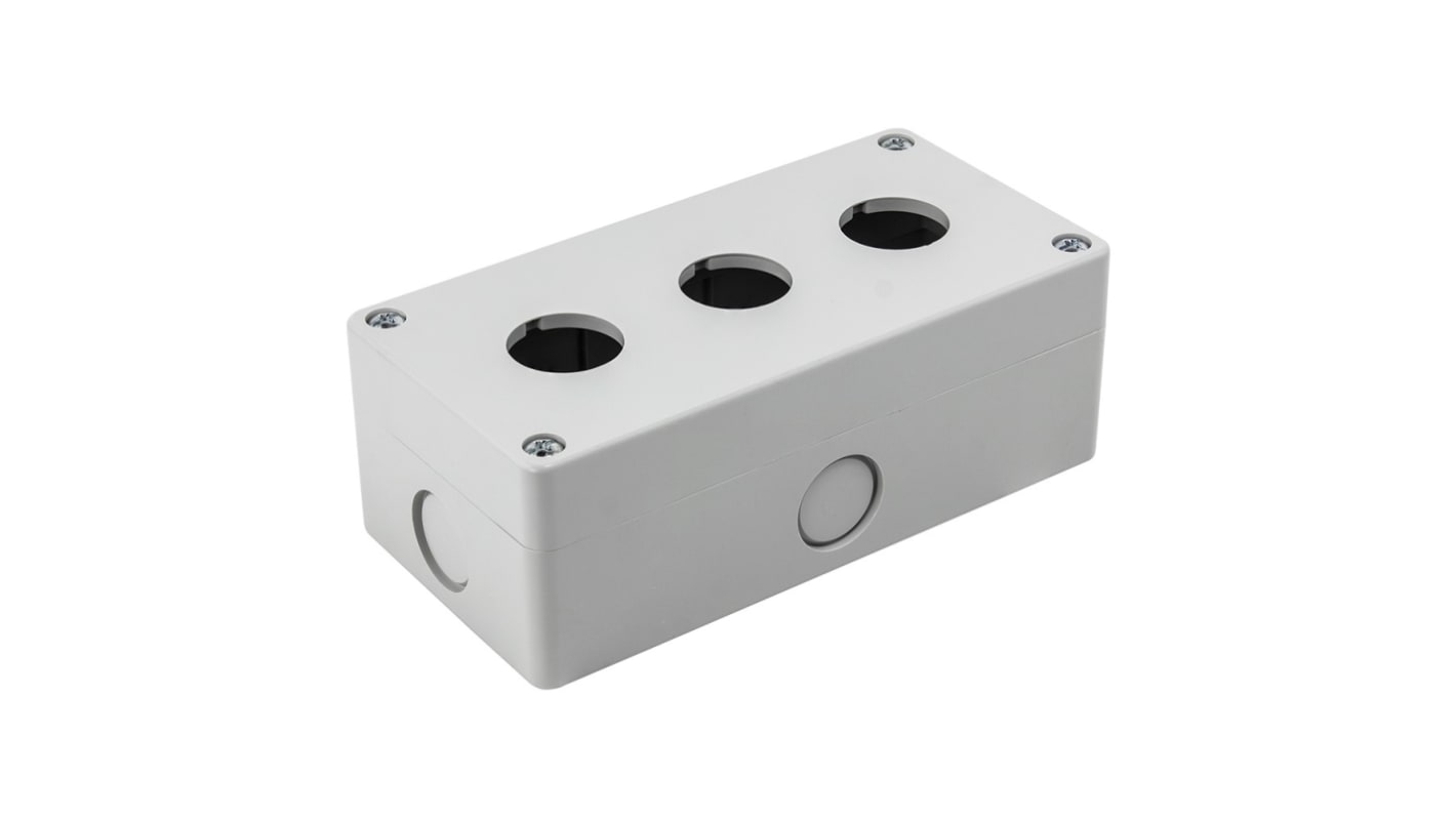 RS PRO Grey Plastic Control Station Enclosure - 3 Hole 22mm Diameter