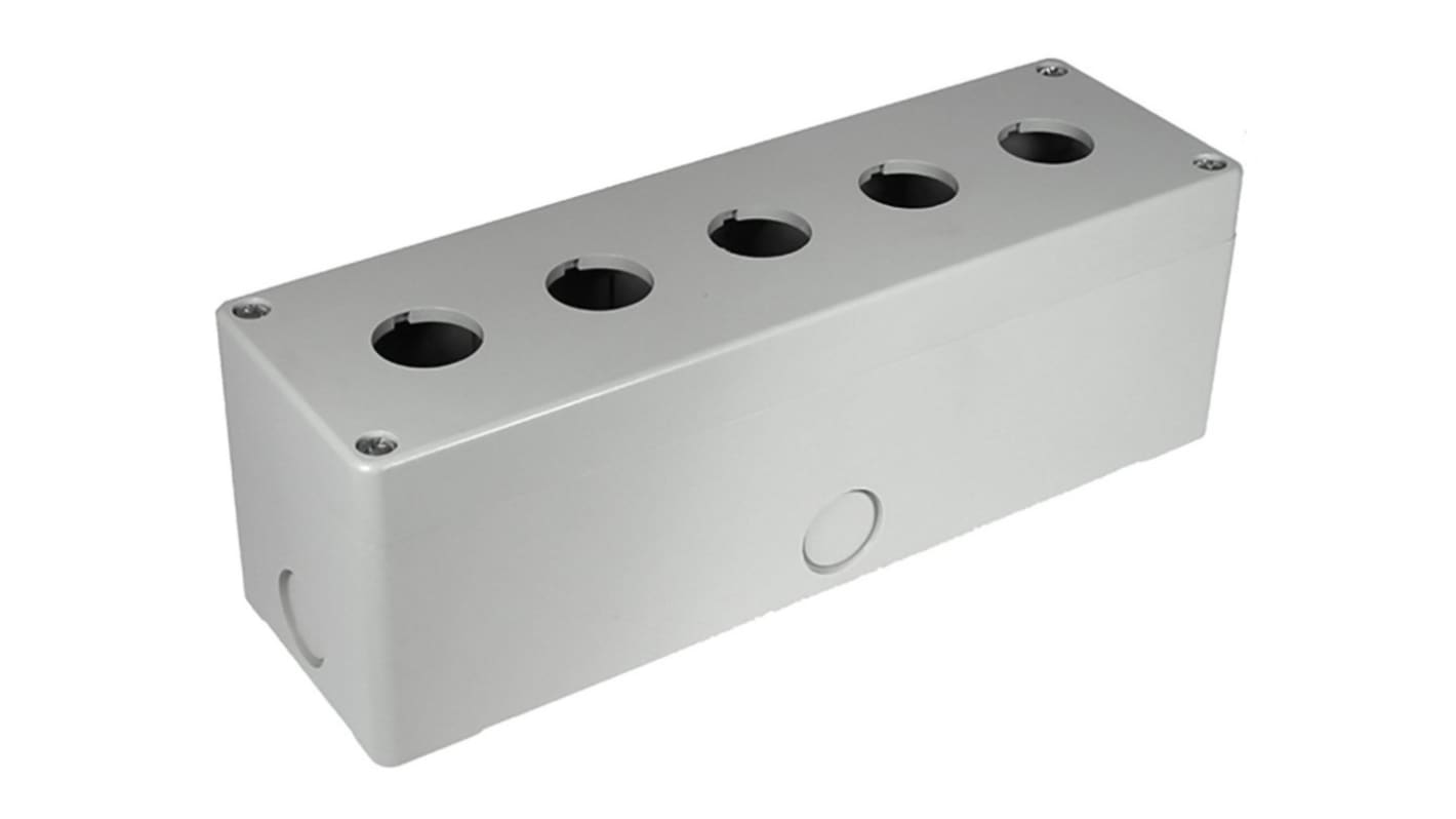 RS PRO Grey Plastic Control Station Enclosure - 5 Hole 22mm Diameter