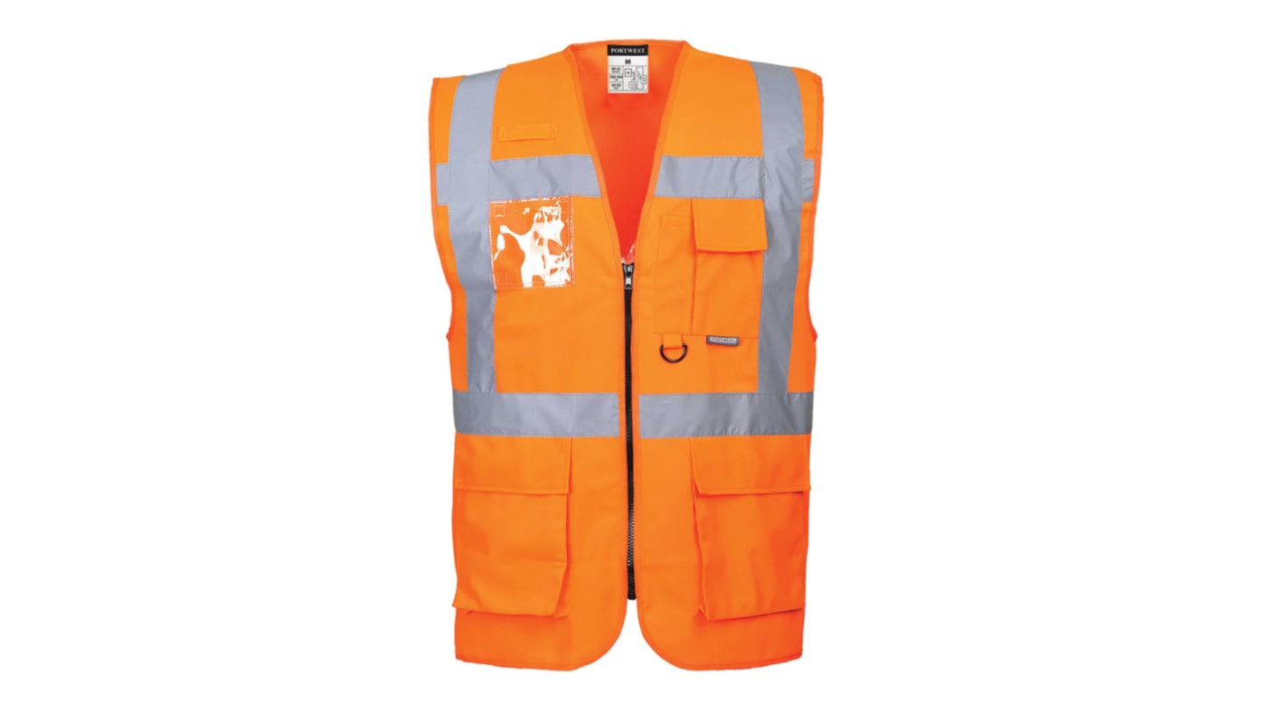 Chaleco de alta visibilidad Unisex Portwest de color Naranja, talla S, cierre con Zip