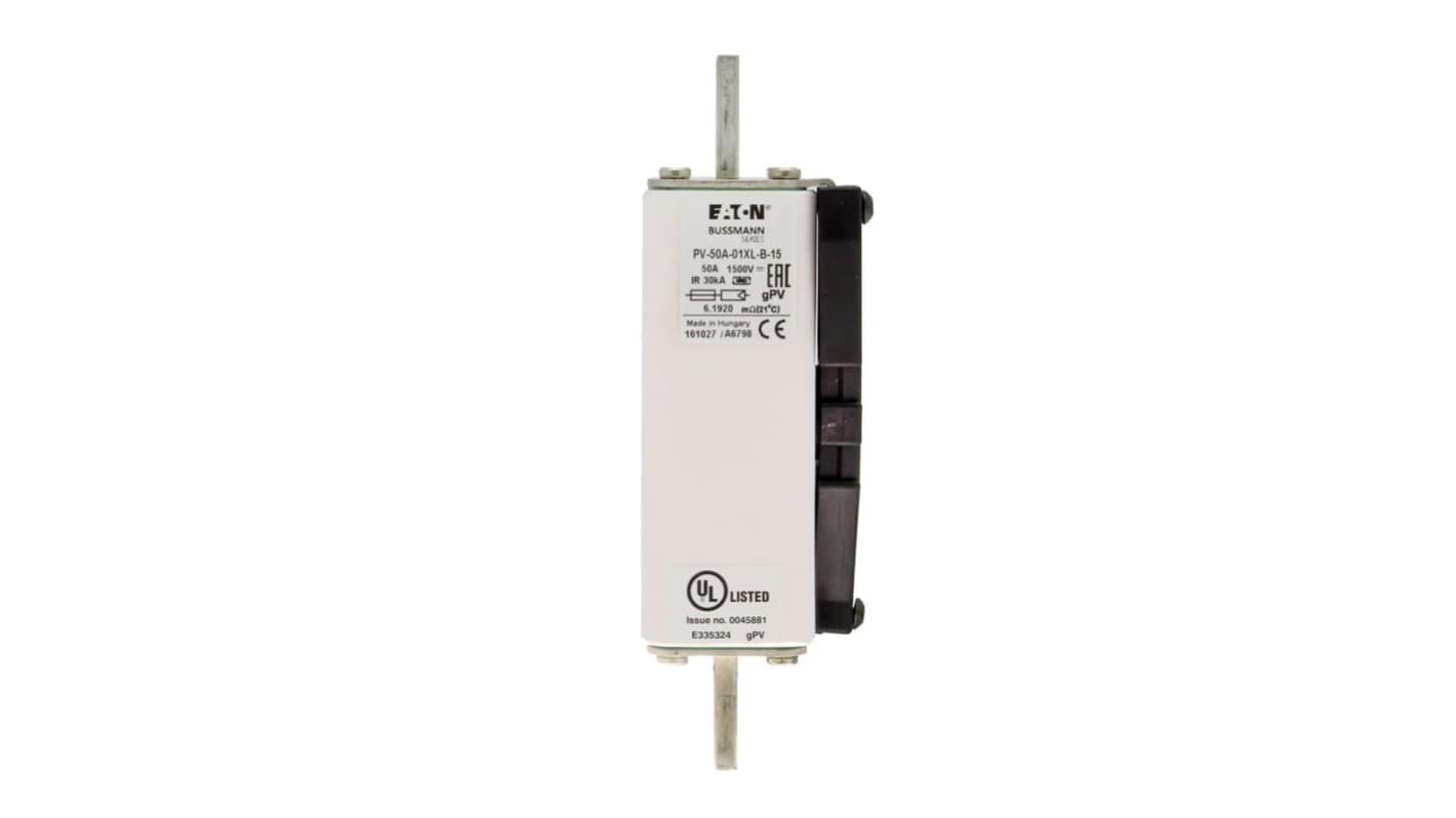 Eaton 50A Tag Fuse, 01XL, 1.5kV, 163mm