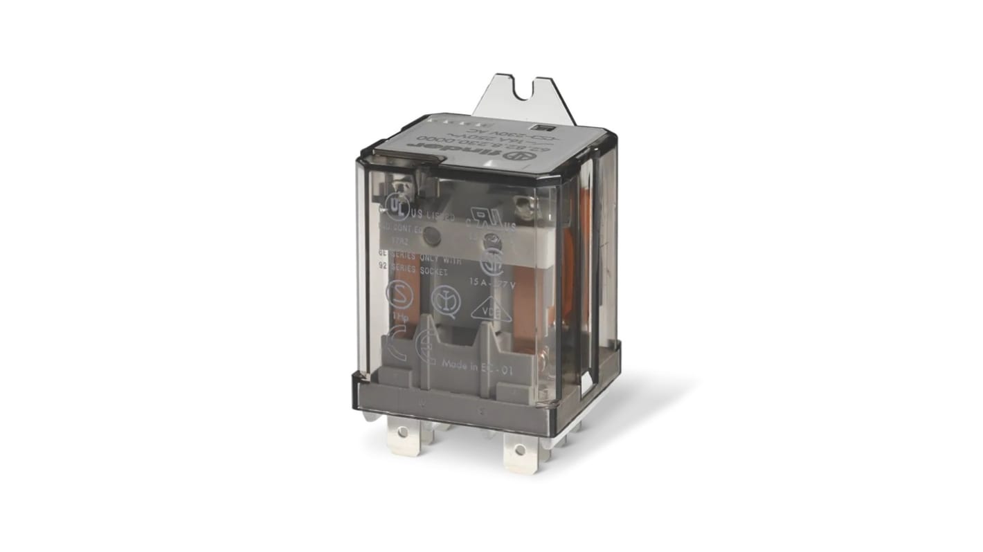 Relè di potenza Finder, DPDT, bobina 230V cc, Montaggio su flangia