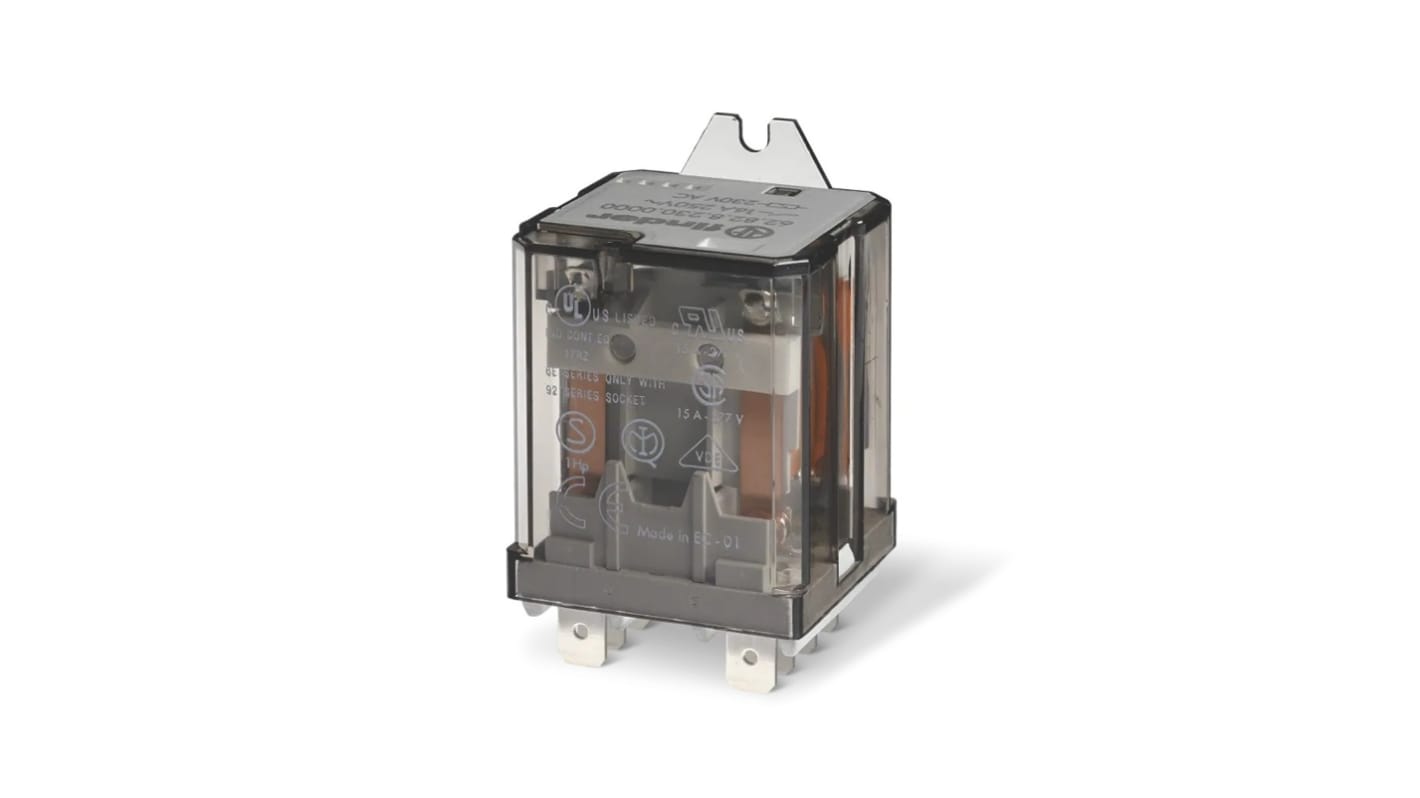 Relè di potenza Finder, DPDT, bobina 12V cc, Montaggio su flangia