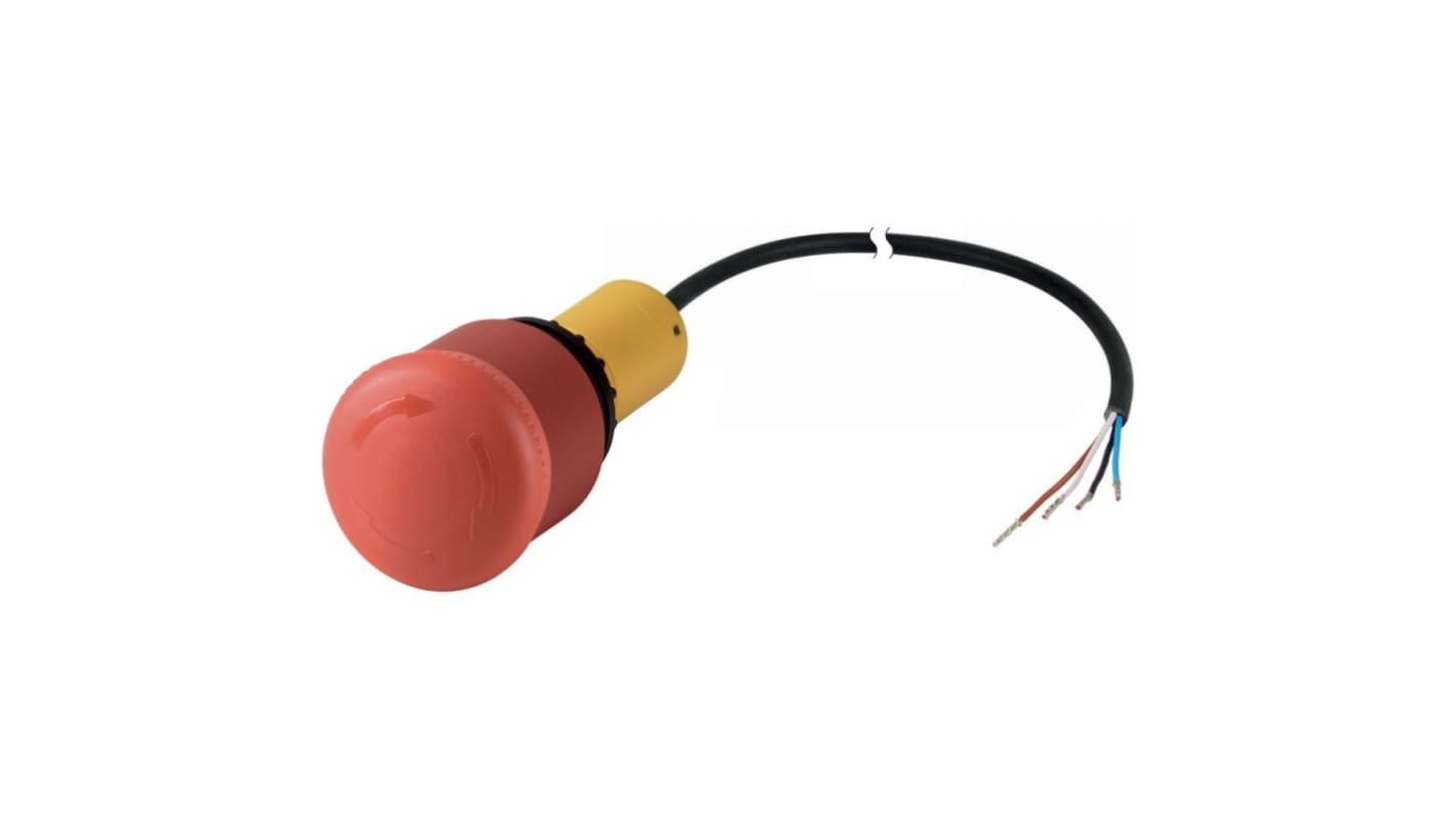 Eaton 185181 Series Turn to Release Emergency Stop Push Button, 38mm Cutout, 1 NC, IP65, IP66, IP67, IP69K