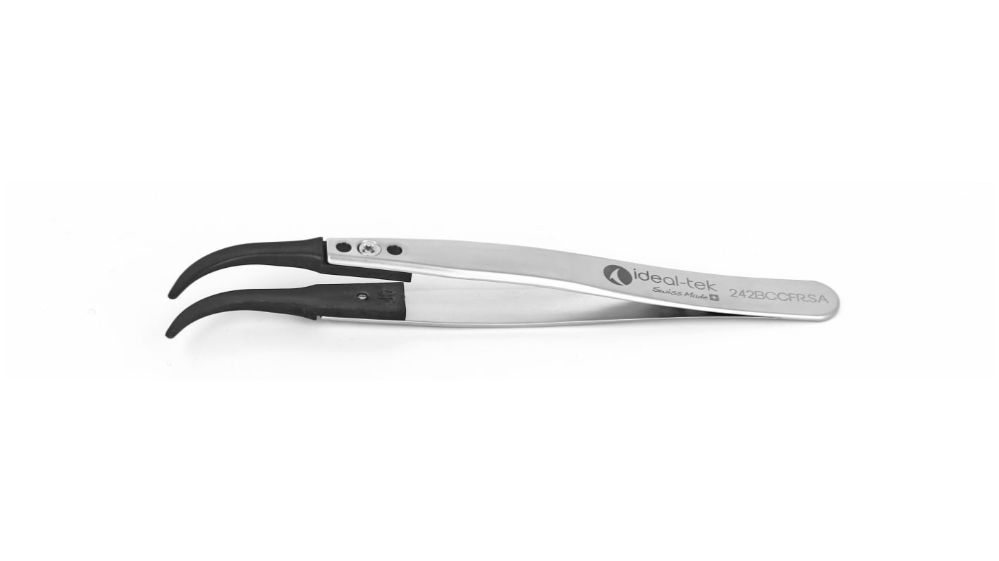 ideal-tek 115 mm, Stainless Steel, Curved, ESD Tweezers