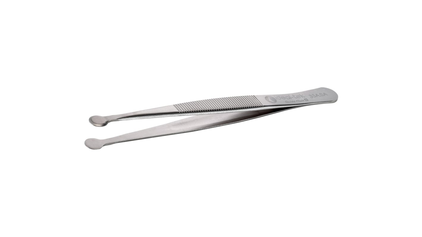 ideal-tek 115 mm, Stainless Steel, Rounded, Tweezers