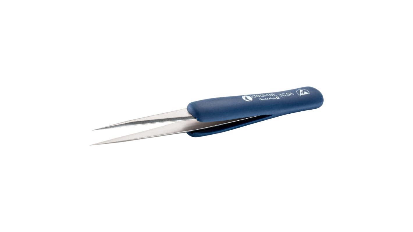 ideal-tek 115 mm, Stainless Steel, Straight, ESD Tweezers