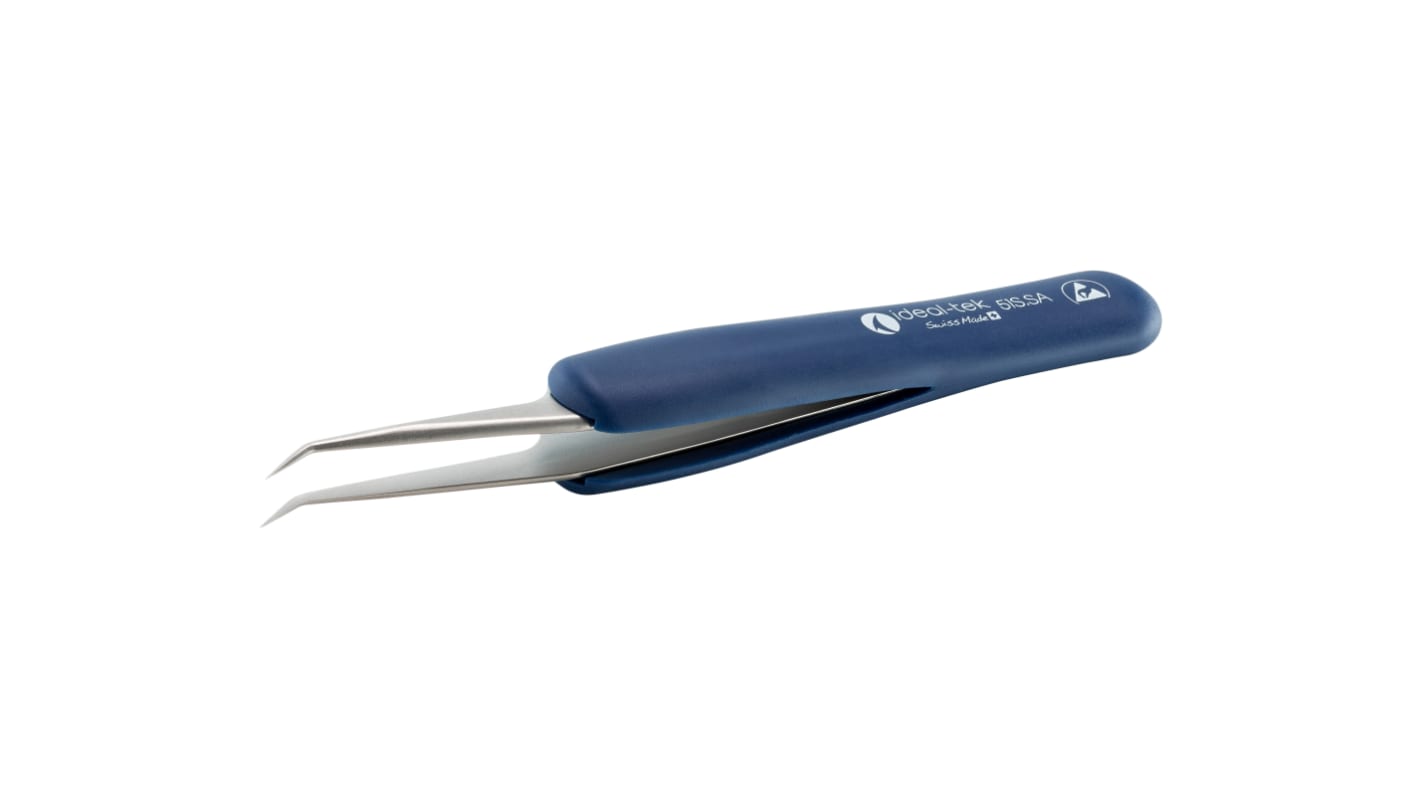 ideal-tek 115 mm, Stainless Steel, Bent, ESD Tweezers
