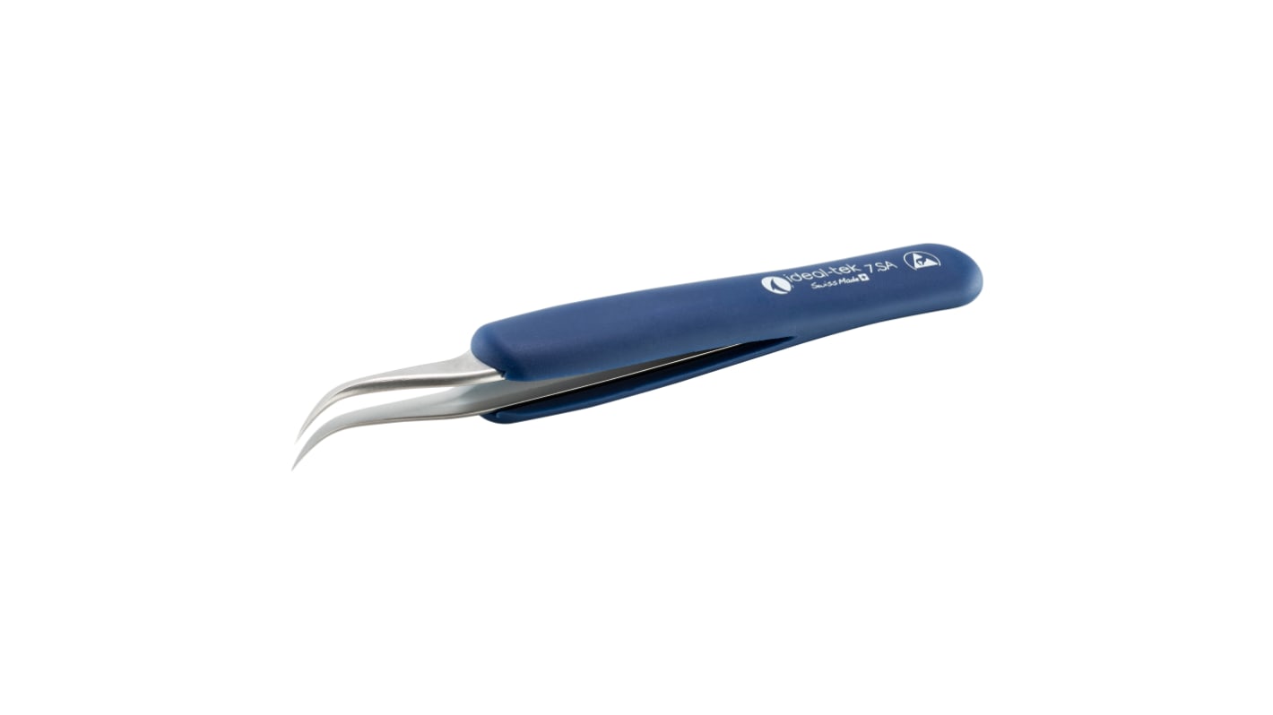 ideal-tek 120 mm, Stainless Steel, Curved, ESD Tweezers