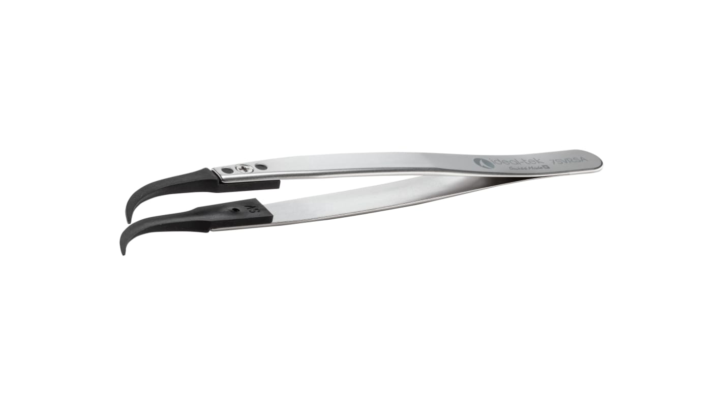 ideal-tek 7SVR.SA.1 Edelstahl Pinzette, 130 mm Gebogen, Spitze Gebogen Antimagnetisch ESD-sicher