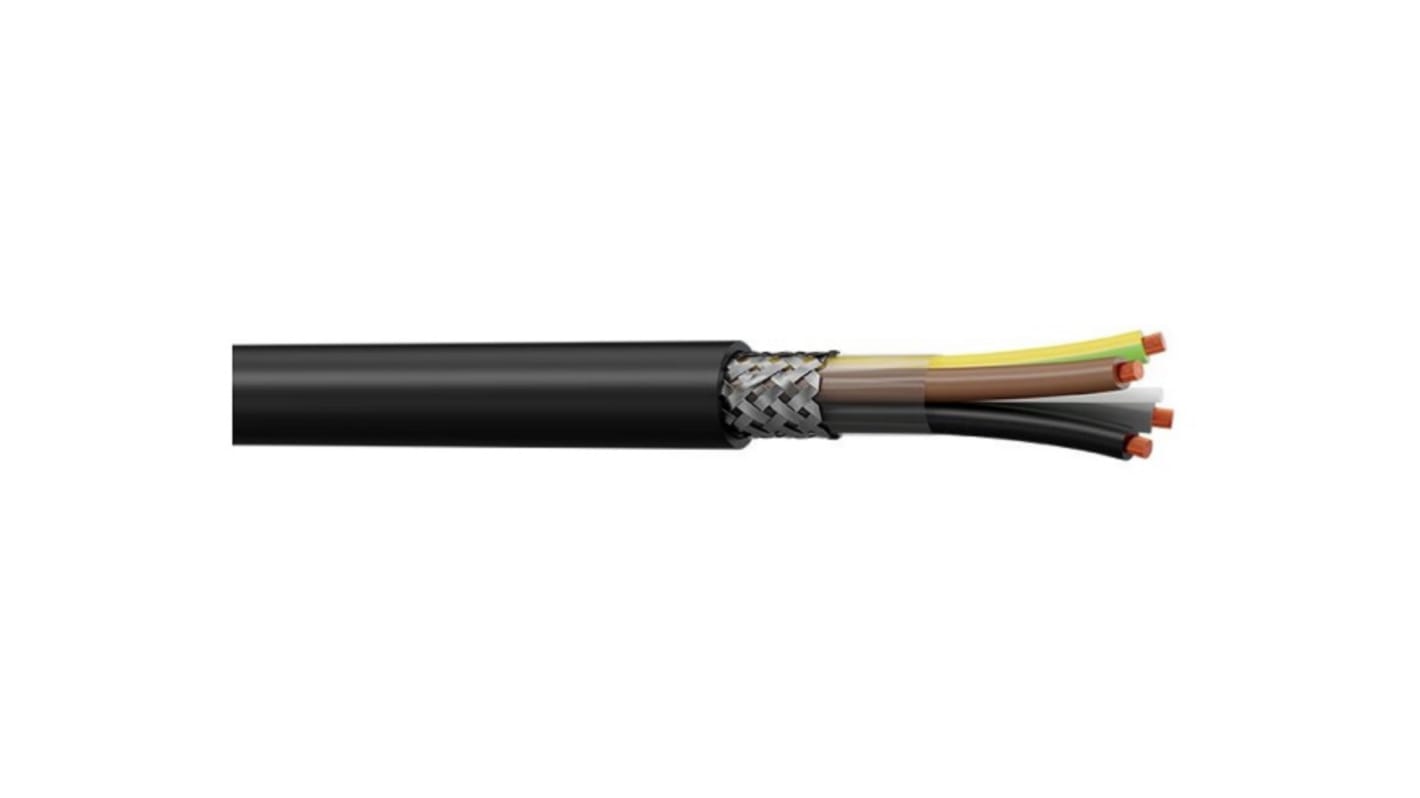 AXINDUS CAELIFLEX Control Cable, 4 Cores, 4 mm², CY, Screened, Black PVC Sheath, 12 AWG