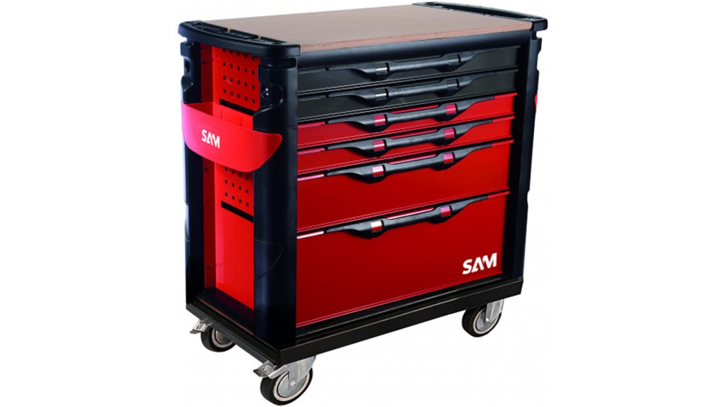 SAM 7 drawer Stainless Steel Wheeled Tool Trolley, 1.006m x 510mm x 1.023m