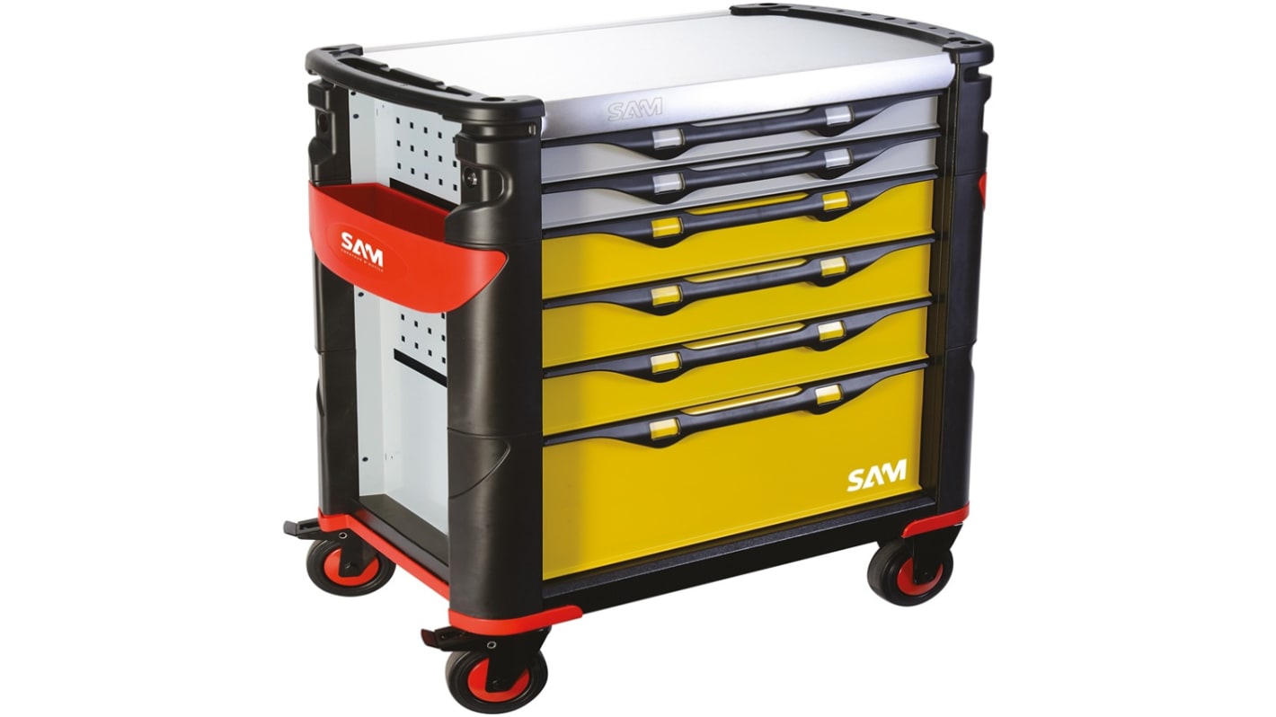SAM 6 Drawer Magnet Wheeled Tool Trolley