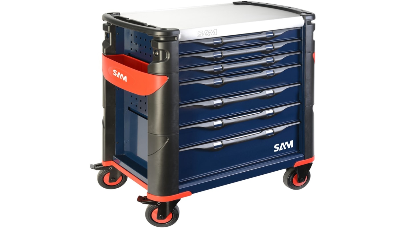 Armadietto mobile SAM serie con ruote in Acciaio inox, 7 cassetti