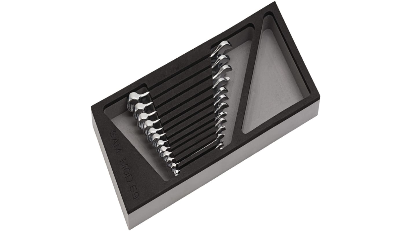 SAM 50A Series 12-Piece Combination Spanner Set, 7 → 19 mm, Chrome Vandium Steel