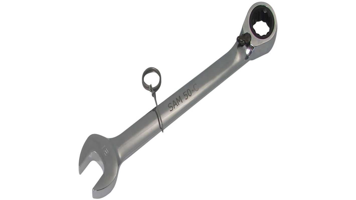 SAM Ratchet Combination Spanner, 417.5 mm Overall, 32mm Jaw Capacity