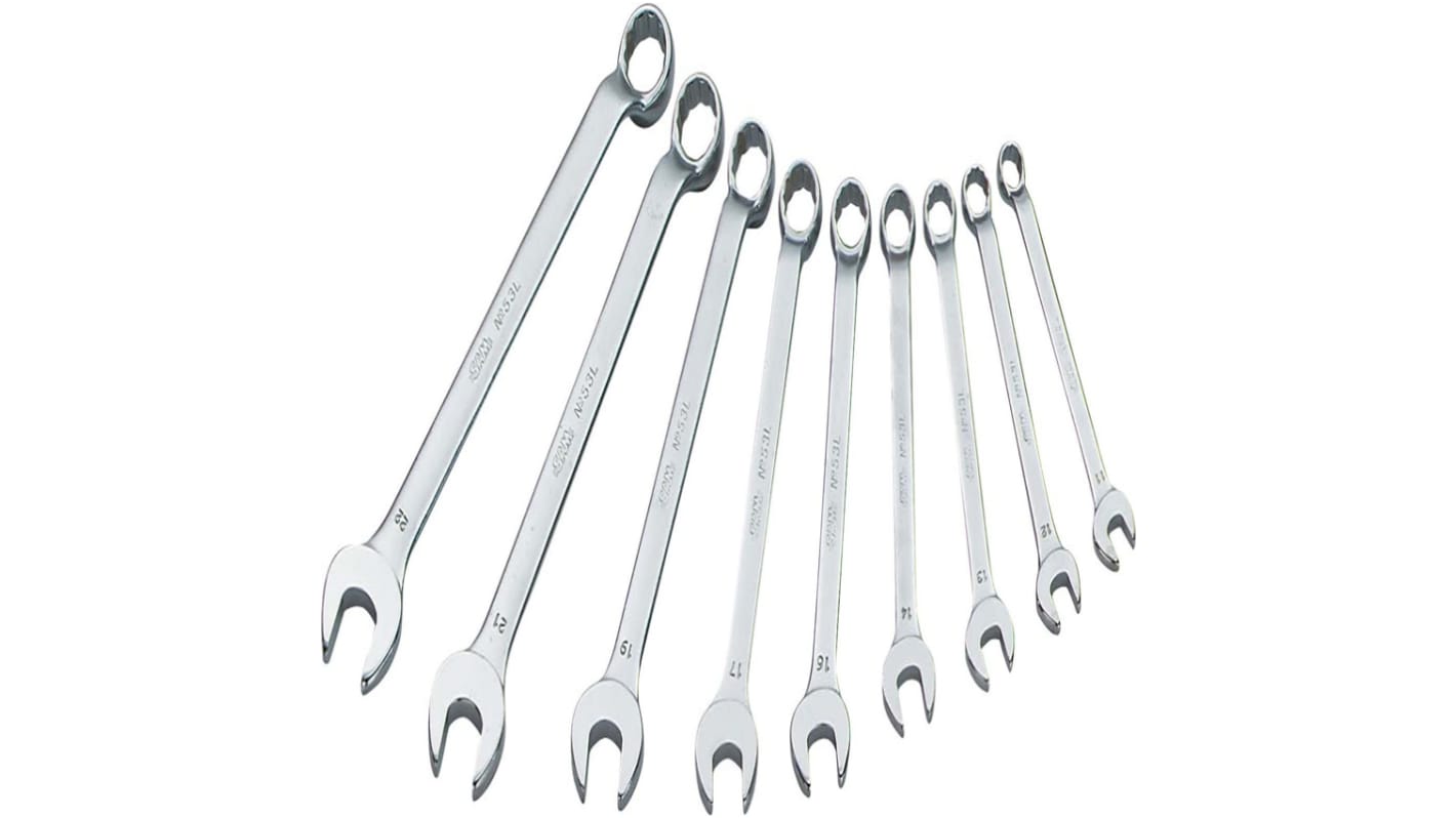 SAM 53 Series 9-Piece Combination Spanner Set, 8 → 19 mm, Chrome Vandium Steel