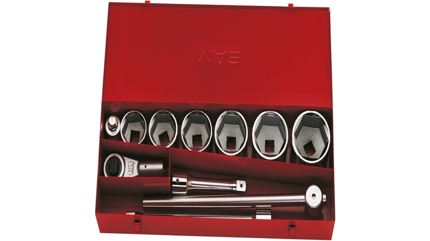 SAM 11-Piece Metric 1 in Standard Socket Set with Ratchet, Square