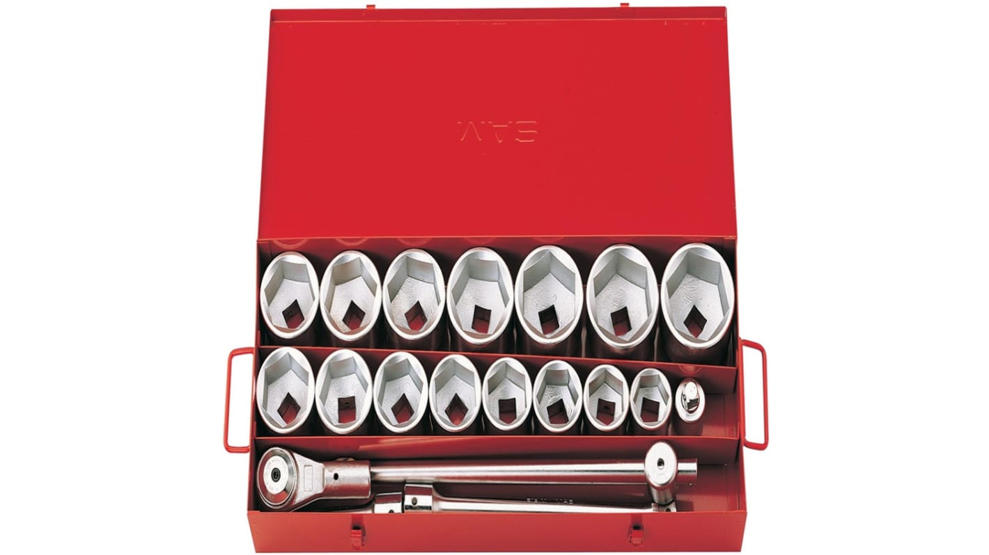 SAM 20-Piece Metric 1 in Standard Socket Set with Ratchet, Square