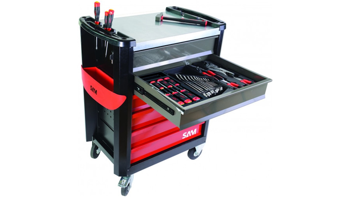 SAM 6 drawer Foam Wheeled Tool Trolley, 1.1m x 800mm x 600mm