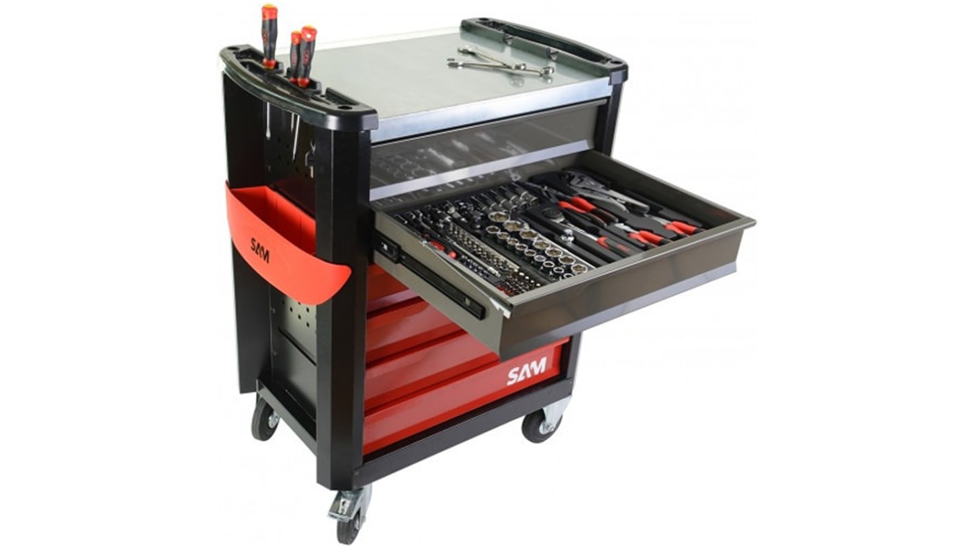 SAM 6 drawer ABS Wheeled Tool Trolley, 1.1m x 800mm x 600mm