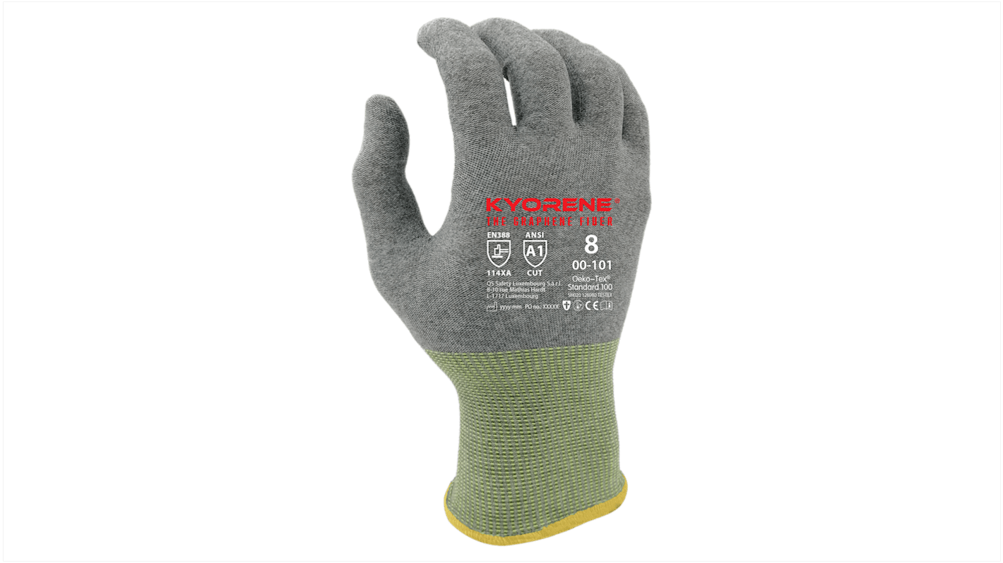 Guantes de Grafeno Gris KYORENE serie 00-101, talla 11, Resistentes a la abrasión, Resistentes al corte, Resistentes a