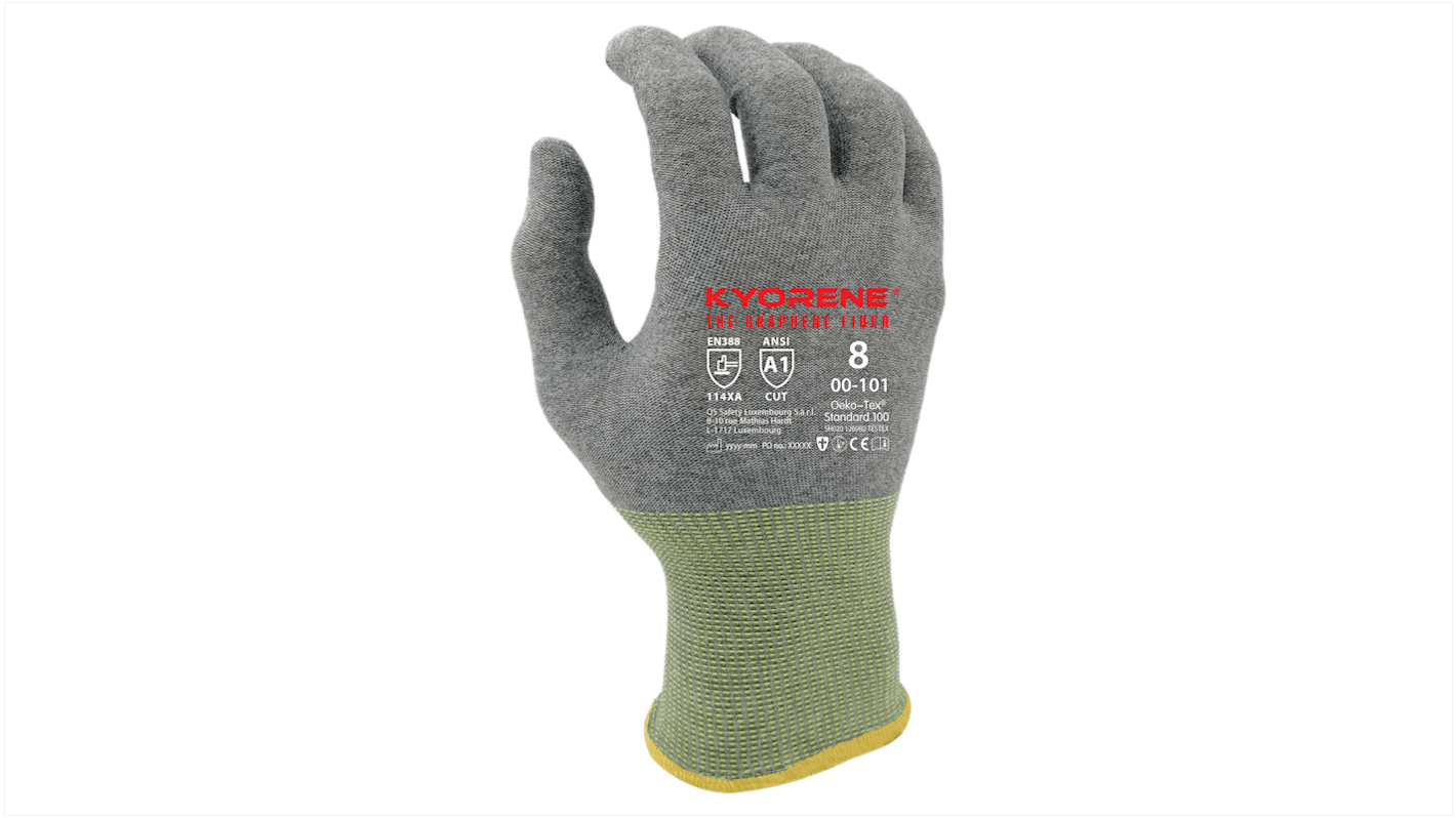 Gants KYORENE 00-101, Taille 9, Résistant à l'abrasion/coupures, 12 Paires, Gris