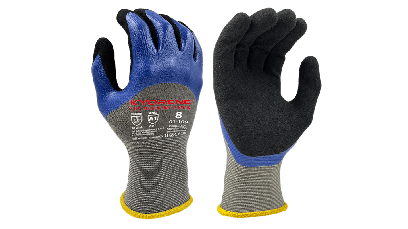 Guanti KYORENE 01-109, Tg. 9, in Grafene, Nylon, col. Nero, blu, grigio