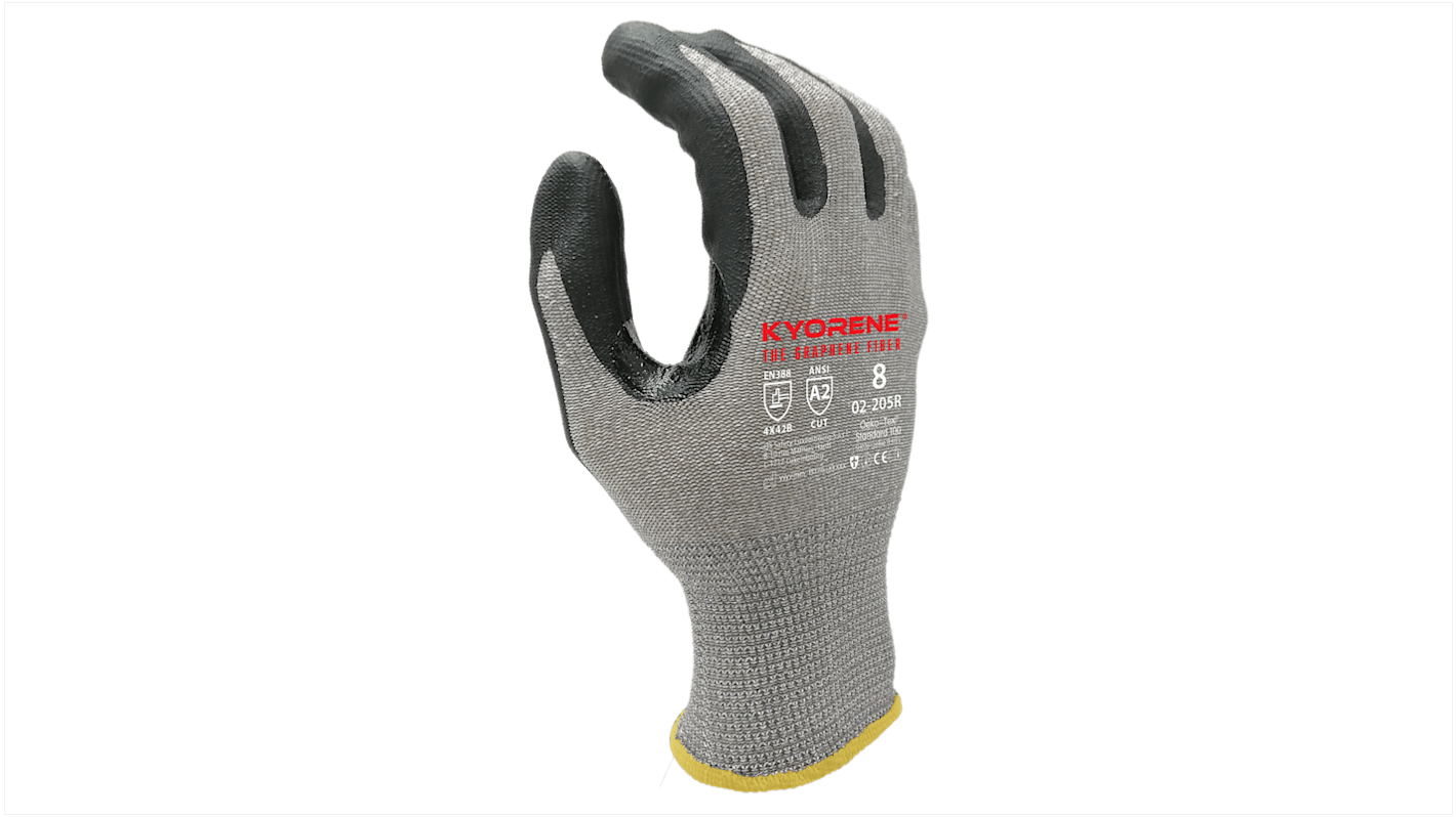 Guantes de Grafeno Negro; gris KYORENE serie 02-205R, talla 11, con recubrimiento de Espuma de nitrilo, Resistentes a