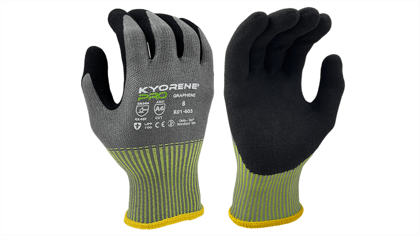Guanti KYORENE K01-605, Tg. 8, in Grafene, Nylon, col. Nero, grigio