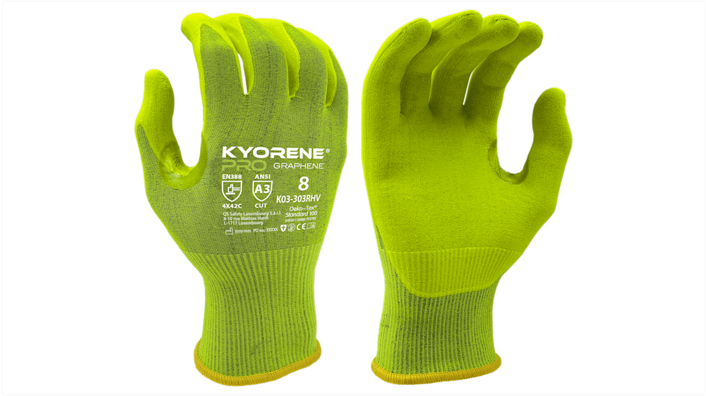 Guanti KYORENE K03-303R HV, Tg. 10, in Grafene, Nylon, col. Giallo