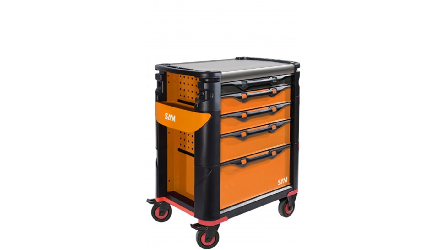 SAM 5 Drawer Sheet Metal Wheeled Tool Trolley