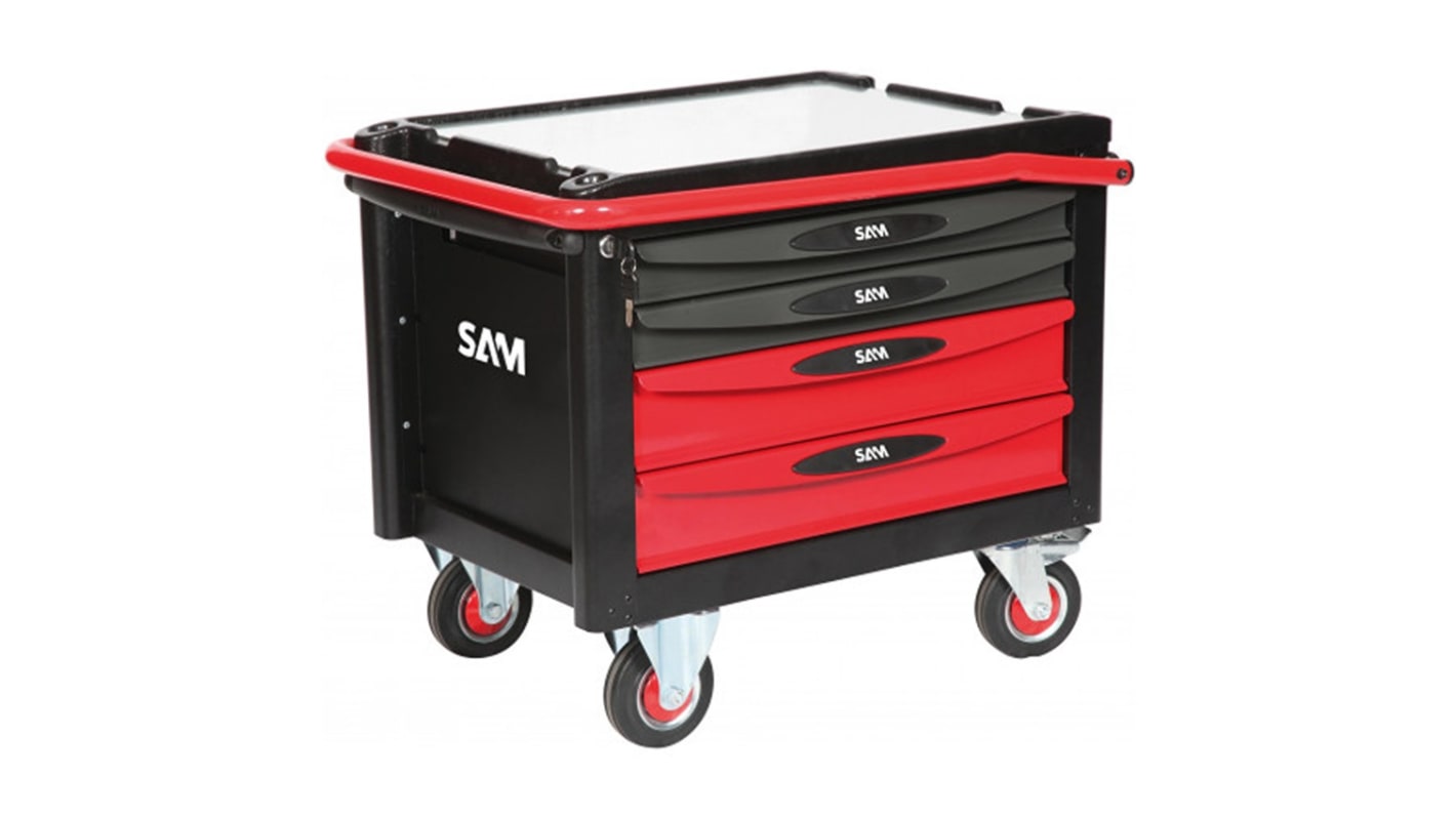 SAM 4 Drawer Aluminium Wheeled Tool Trolley