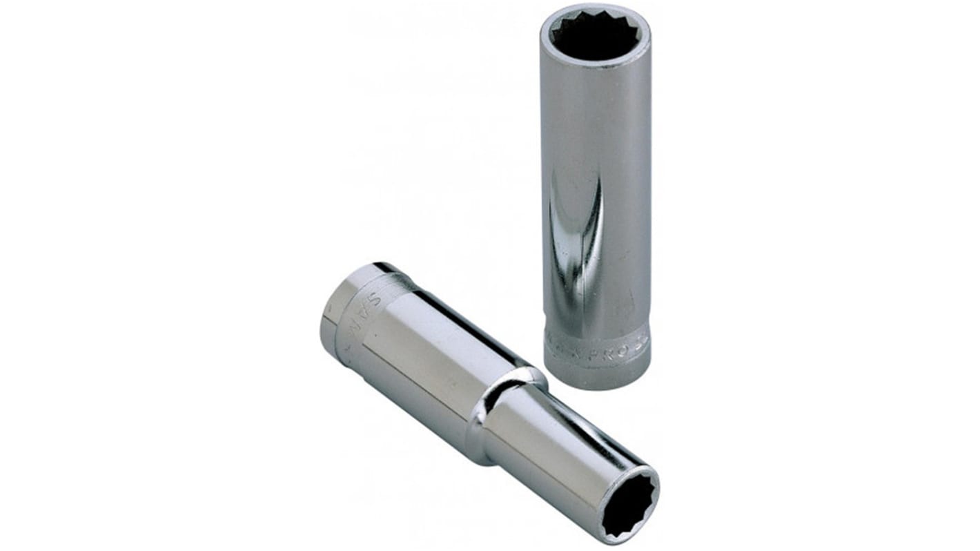 SAM 1/2 in Drive 11mm Deep Socket, 12 point, 17.5mm, 82 mm Overall Length