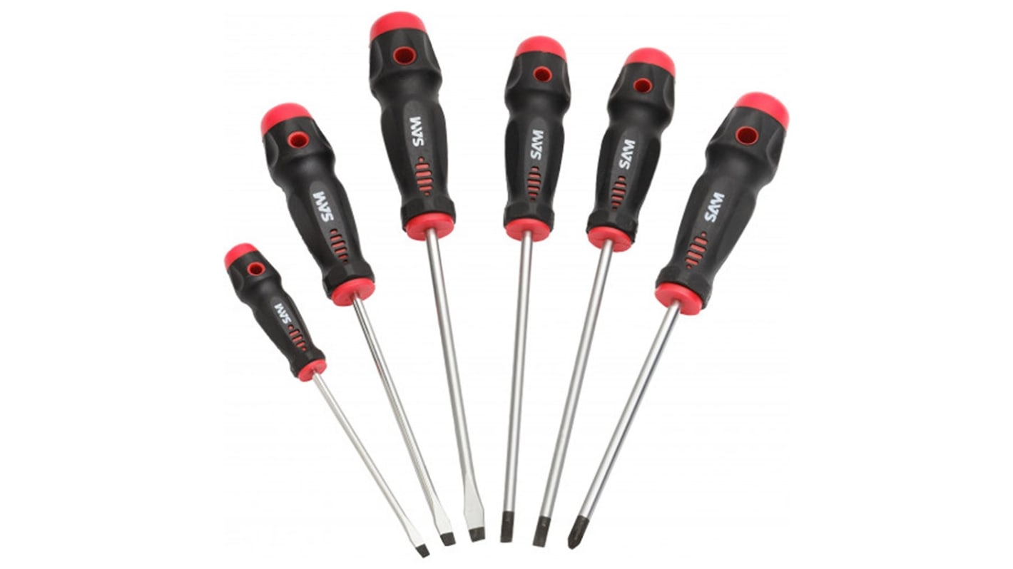SAM Pozidriv, Slotted Screwdriver Set, 6-Piece