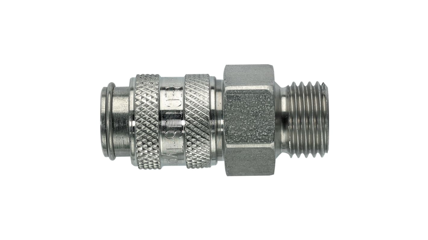 Legris Stainless Steel Male Pneumatic Quick Connect Coupling, 1/8 in Male 16mm Male Thread