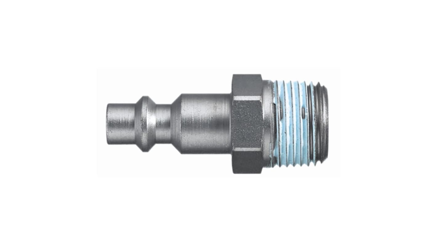 Legris Nickel Plated Steel Male Pneumatic Quick Connect Coupling, BSPP 3/8 in Male Male Thread