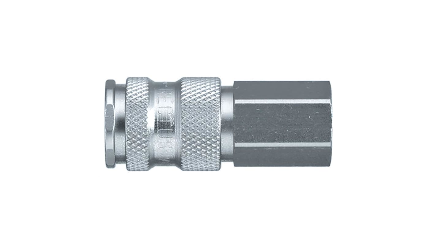 Legris Nickel Plated Brass Female Pneumatic Quick Connect Coupling, 1/4 in Female 23mm Female Thread