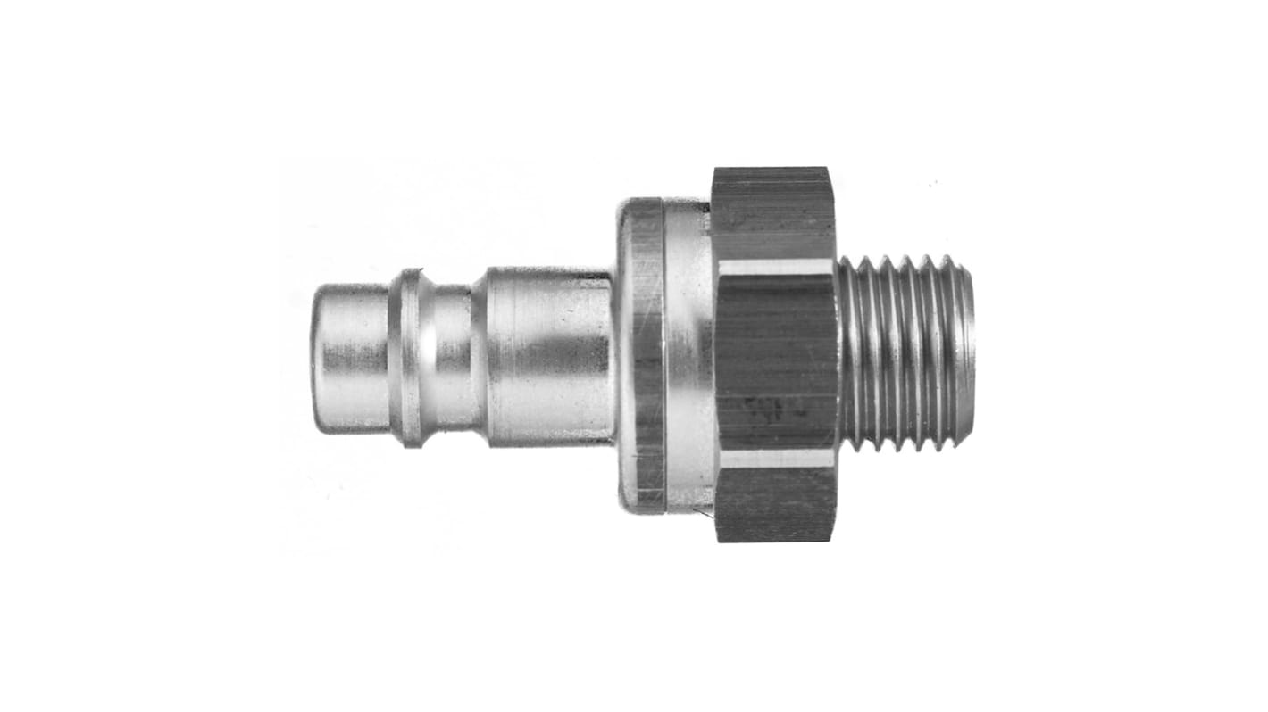 Legris Nickel Plated Brass Male Pneumatic Quick Connect Coupling, BSPP 1/4 in Male Male Thread