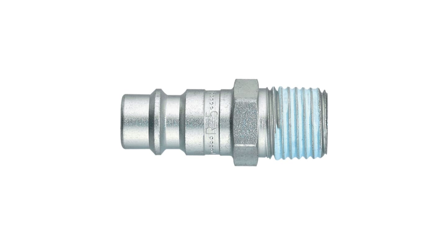 Legris Zinc Plated Steel Male Pneumatic Quick Connect Coupling, BSPP 1/4 in Male Male Thread